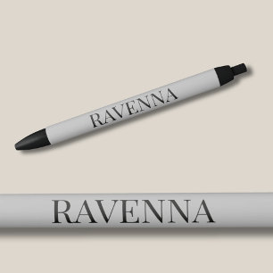 Caneta Preta Luxo Greige Serif Nome Personalizado Customizado