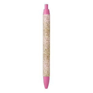 Caneta Preta Luz Brilhante Dourada Rosa Glitzy Girly Sparkle Om