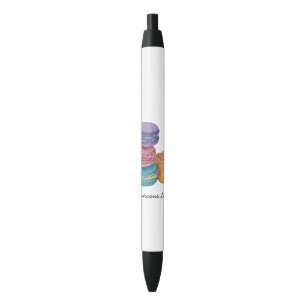 Caneta Preta Macarões Arco-Íris Bonitos Em Aquarela