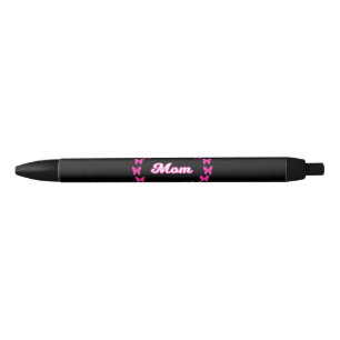 Caneta Preta Mãe Com Borboletas Rosa Fofa