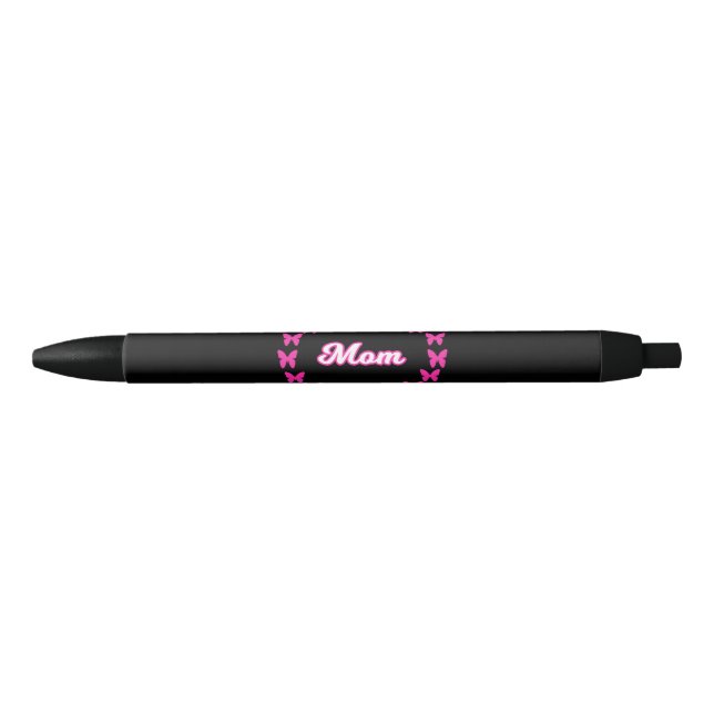 Caneta Preta Mãe Com Borboletas Rosa Fofa (Frente)