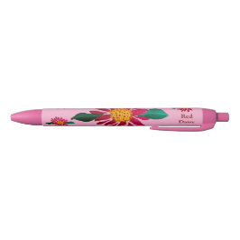 Caneta Preta Margarida Vermelha