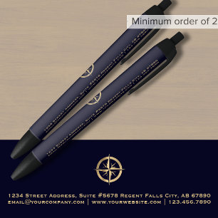 Caneta Preta Marinho do logotipo comercial azul