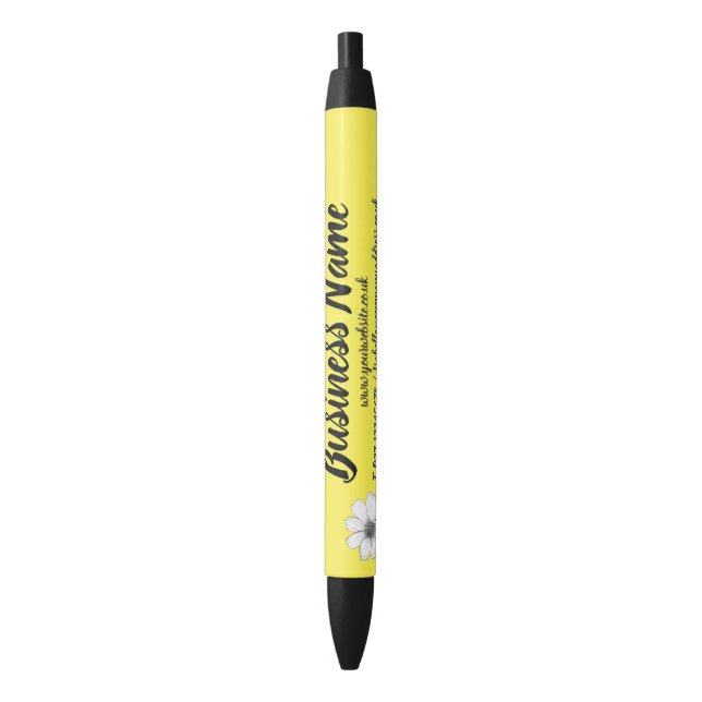 Caneta Preta Marketing para empresas amarelo personalizado (Frente Vertical)