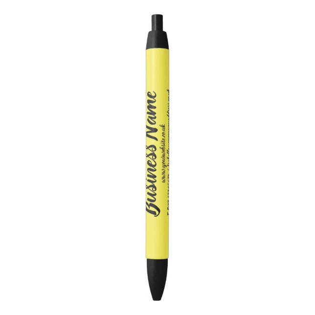 Caneta Preta Marketing para empresas amarelo personalizado (Frente Vertical)