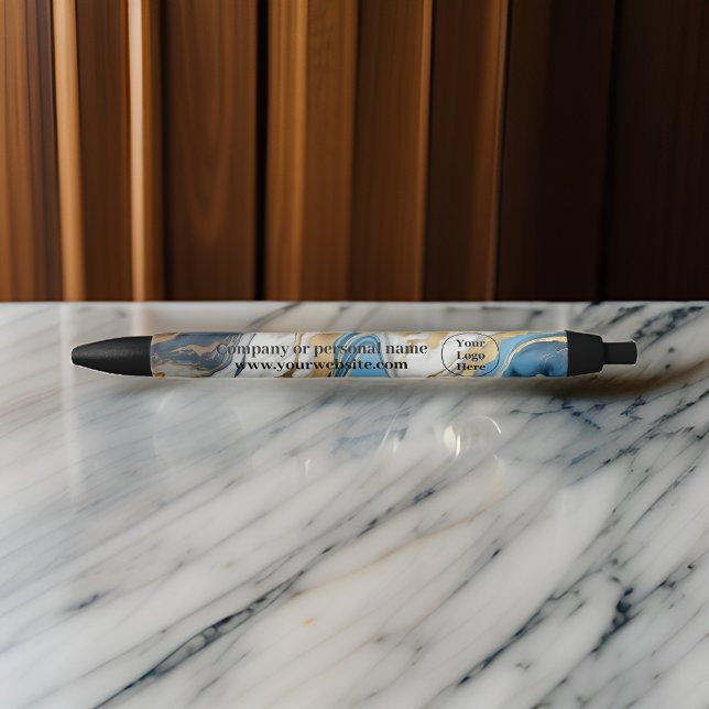 Caneta Preta Mármore azul, dourado e branco (Criador carregado)