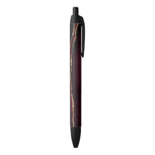 Caneta Preta Mármore de Ágata Glamouroso Preto Roxo Dourado