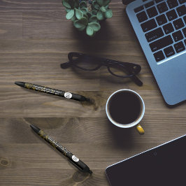 Caneta Preta Mármore preto e dourado