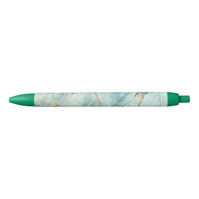Caneta Preta Mármore Turquesa (Frente)