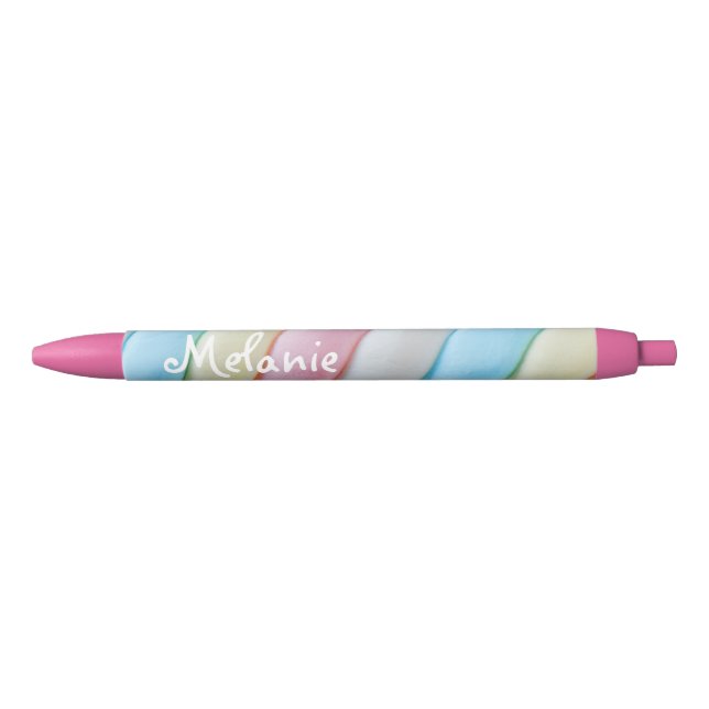 Caneta Preta Marshmallow Twist Pastel Candy Personalizado (Frente)