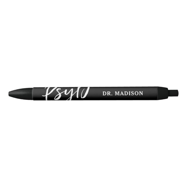 Caneta Preta Médico de PsyD Personalizado (Frente)