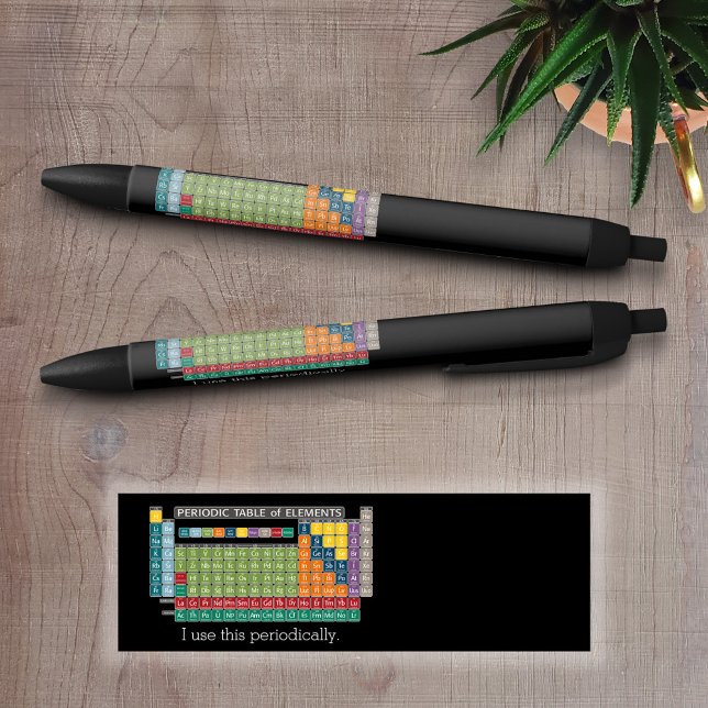 Caneta Preta Mesa Periódica Periódica de Elementos - Estudantes (Periodic Table of Elements on a writing pen)