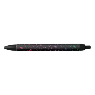 Caneta Preta metal, brilhante, padrão, música, nota, elegante