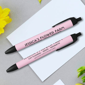 Caneta Preta Minimalist Pink & Black Business Name Social Media