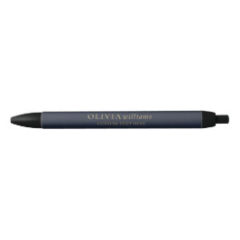 Caneta Preta Minimalista Dourado Azul Marinho Simples Profissio