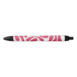 Caneta Preta Minimalista rosa e branco abstrato