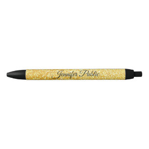 Caneta Preta Modelo de Letra Caligráfica com Brilho Dourado Nom