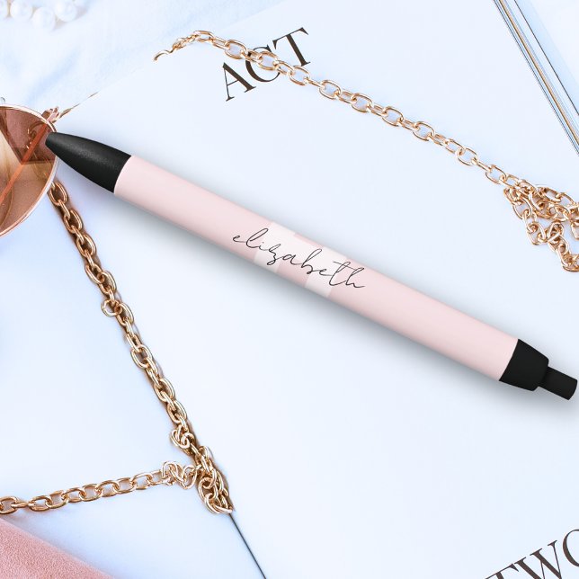 Caneta Preta Modern Monograma - Script Girassol Cor-de-rosa Esm (Criador carregado)