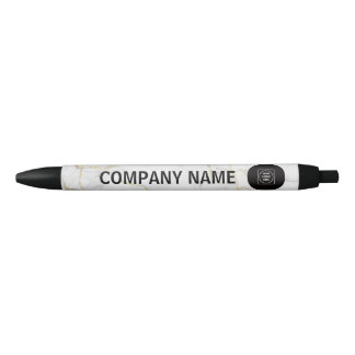 Caneta Preta Modern White Marble Corporate Logo Design pen