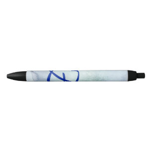 Caneta Preta Monograma Blue Watercolor