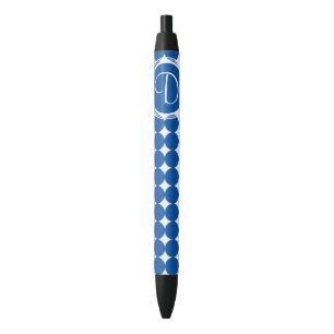 Caneta Preta Monograma Bolinhas Azul