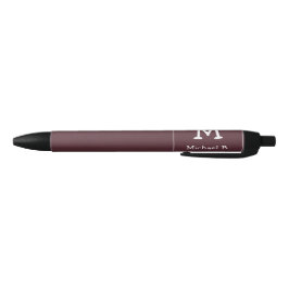 Caneta Preta Monograma branco e nome da Dusty Burgundy