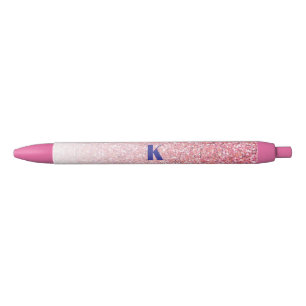 Caneta Preta Monograma com brilho Arco-Íris com brilho feminino