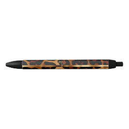 Caneta Preta Monograma Comercial Elegante Estampa de Leopardo