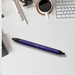 Caneta Preta monograma de nome azul e branco