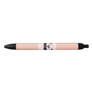 Caneta Preta Monograma de nome com tipografia minimalista