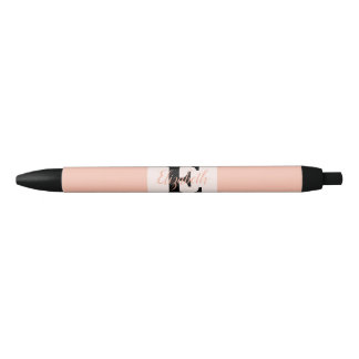 Caneta Preta Monograma de nome com tipografia minimalista