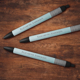 Caneta Preta Monograma de Nome Minimalista Moderno Azul Teal Me