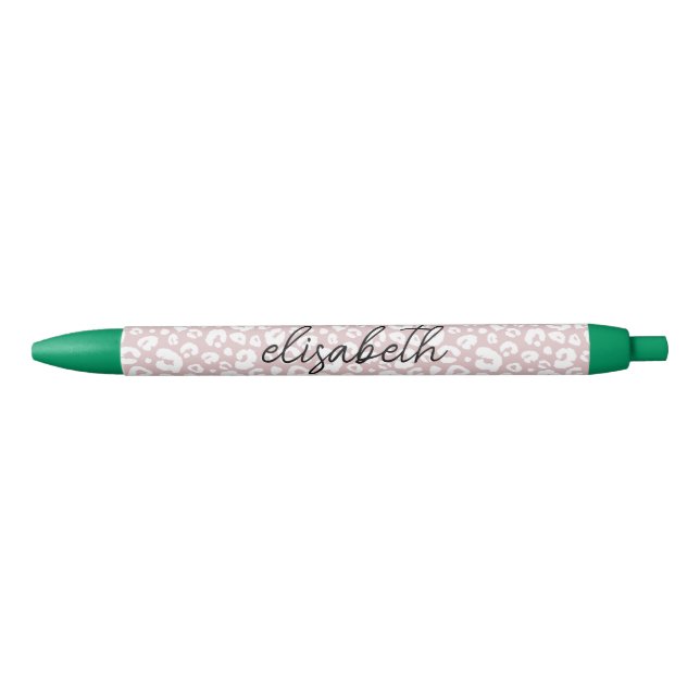 Caneta Preta Monograma de Pele-Pia-Rosa-Chic (Frente)