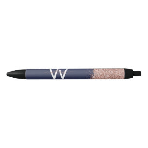 Caneta Preta Monograma de poeira azul brilhante cinzenta azul M