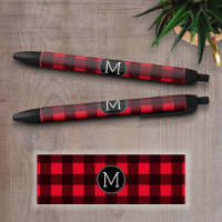 Monograma do Padrão Rustic Red & Black Buffalo Xad