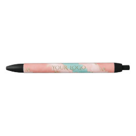 Caneta Preta Monograma Dourado de Cor de Água Verde Cor-de-Rosa