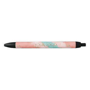 Caneta Preta Monograma Dourado de Cor de Água Verde Cor-de-Rosa