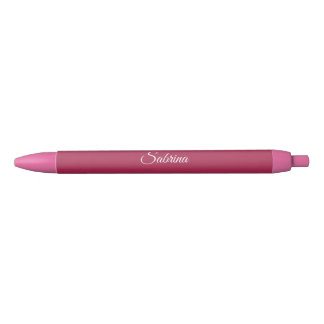 Caneta Preta Monograma minimalista rosa cereja