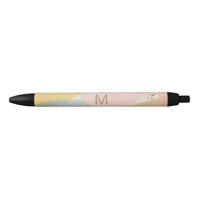 Caneta Preta Monograma Moderno Abstrato Multi Cor (Frente)