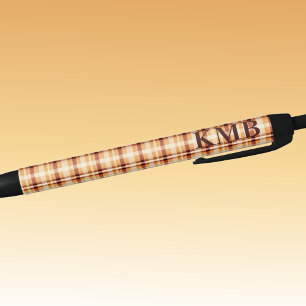 Caneta Preta Monograma Padrão Xadrez Outono-Inverno Tinta