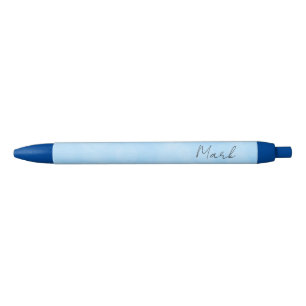 Caneta Preta Monograma Personalizado: Coleção de Luzes Azuis Gl