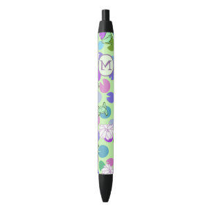 Caneta Preta Monograma Personalizado de Sapos Verdes Cuxos