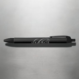Caneta Preta Monograma Preto Cinza Moderno