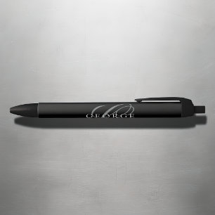 Caneta Preta Monograma Preto Cinza Moderno