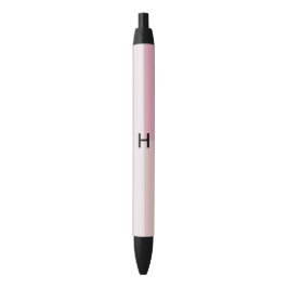 Caneta Preta Monograma Rosa Pálido Pastel Cor Bloco