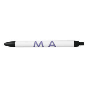 Caneta Preta Monograma simples roxo cinza adicione seu nome mod
