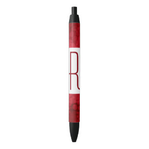 Caneta Preta Monograma vermelho escondido