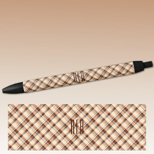 Caneta Preta Monograma Xadrez Diagonal de Verão-Outono Tinta