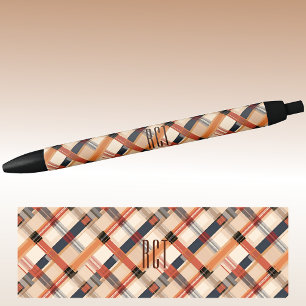 Caneta Preta Monograma Xadrez Diagonal Outono-Inverno Tinta