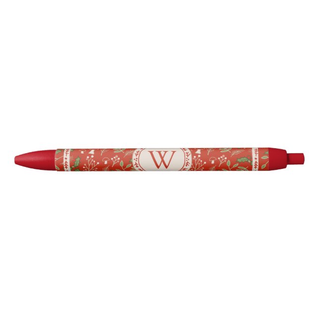 Caneta Preta Monogramas Woodlands Red (Frente)